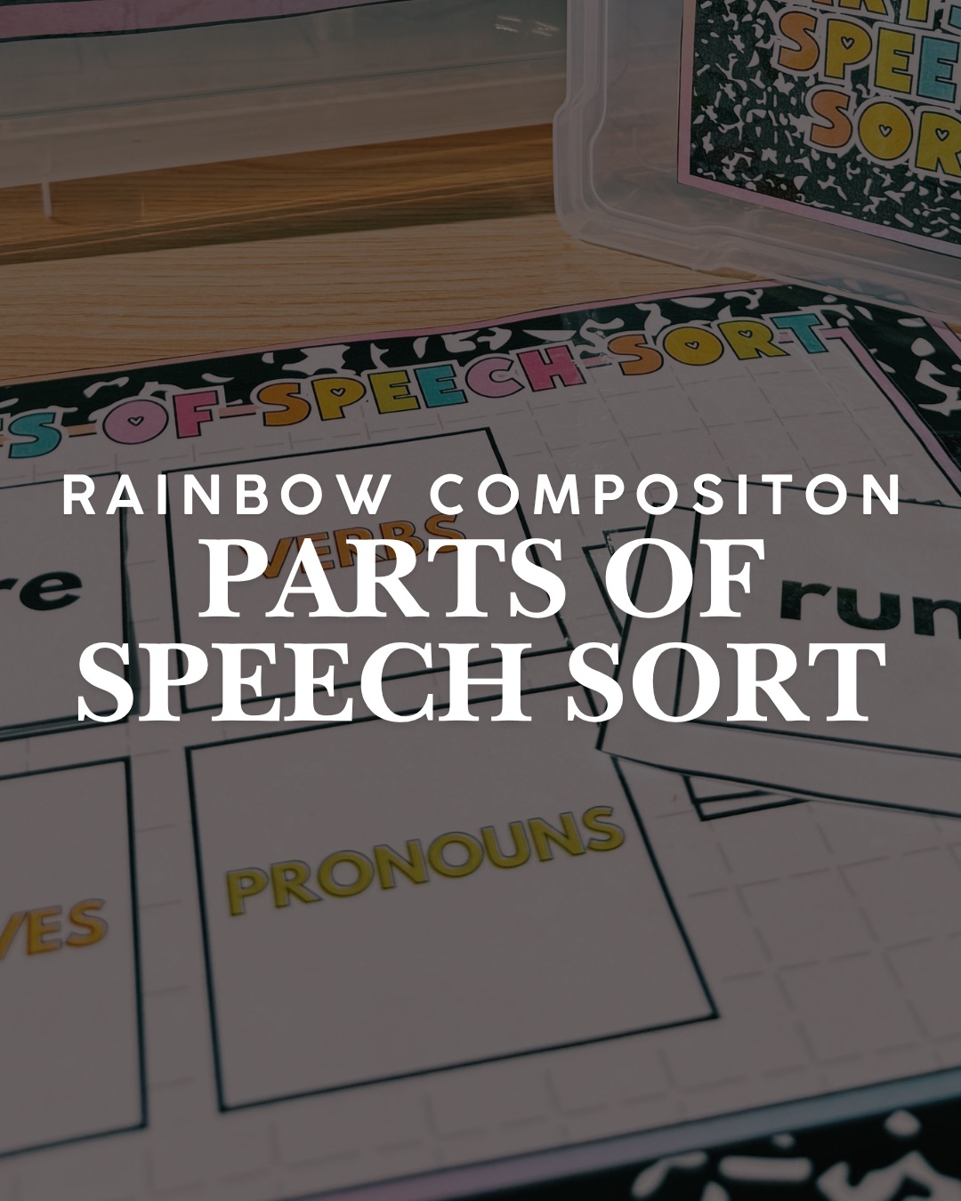 Rainbow Composition Parts of Speech Sort printable preview